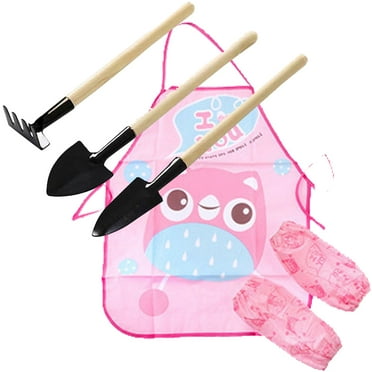 NimJoy Toddler’s Pretend Play Mini Garden Tool Set - 4 Piece Preschool Gardening Toy W/Wood Handles for 2-4Y  Kids Indoor/Outdoor Activity