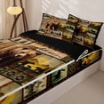 thumbnail image 3 of Erosebridal Wildlife Collage Pattern Zipper Queen Comforter Set with Fitted Sheet and 2 Pillowcases,Wood Panel Print Zipper Bedding Set,Tan Brown Green,Black Reversible, 3 of 6