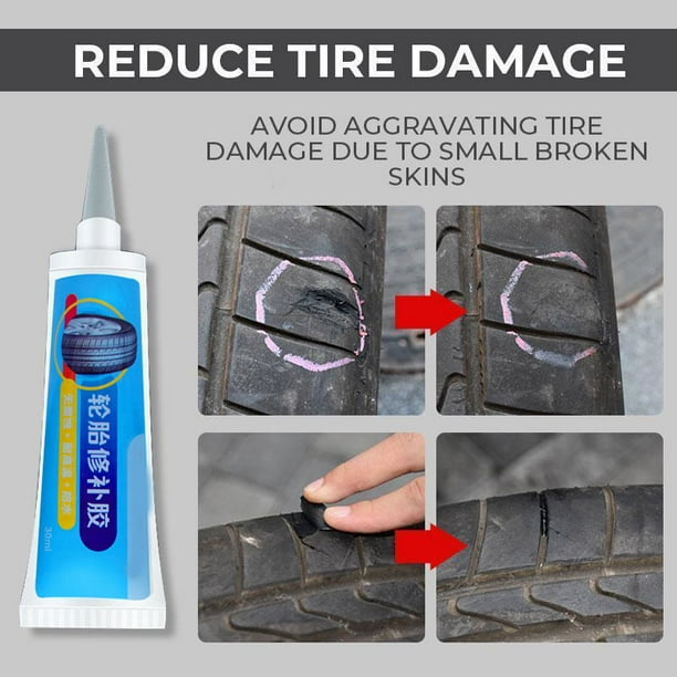 Caoutchouc Réparation de pneu Colle Réparation Fissures de pneu Léger  Opération facile Portable Adhésif fort pour