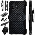 thumbnail image 1 of WORLD ACC LuxGuard Holster Case Compatible with Samsung Galaxy A21 Hybrid Phone Cover (Black Carbon Fiber Print), 1 of 1