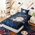 thumbnail image 2 of Erosebridal Blue Drip Sprinkle Baseball Twin Sheet Sets, Sport Bedding for Boys and Girls, 3pcs, 1 Flat Sheet, 1 Fitted Sheet and 1 Pillowcase, 2 of 6