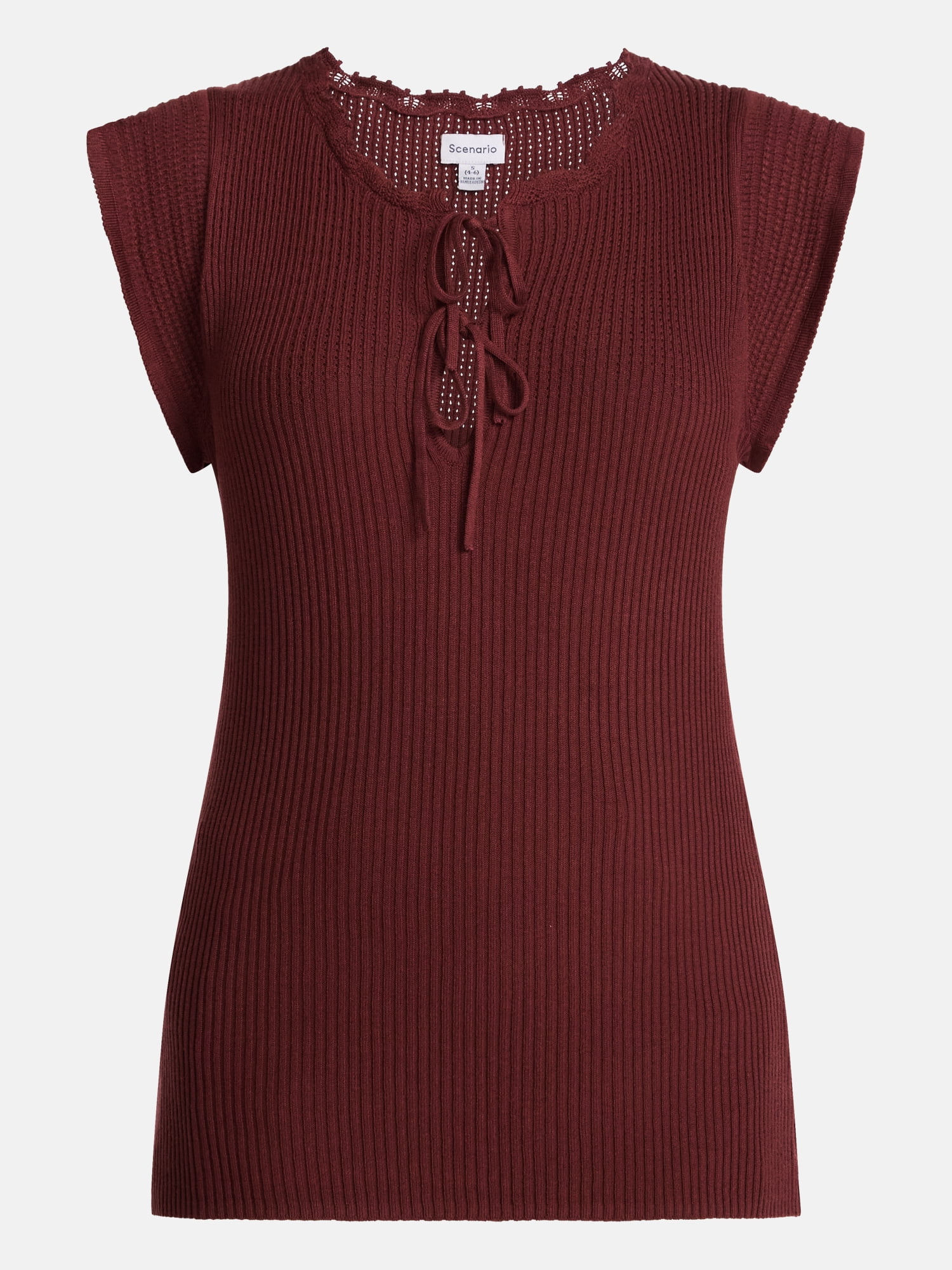 Scenario Women's Tank Sweater with Short Flutter Sleeves, Lightweight, Sizes XS-XXXL