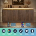 thumbnail image 3 of LKTART 66" Sideboard Buffet Cabinet with Storage,LED Lights,Walnut Modern Credenza Storage Cabinet ,1" Thick Floating Top,Adjustable Shelves,Pivot Door Hardware,for Living Room,Kitchen, 3 of 7