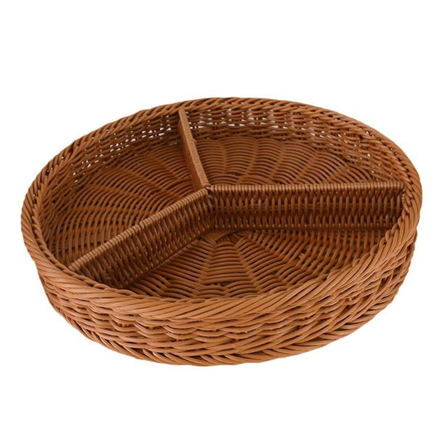 Cestas de ratán de imitación, cestas de mimbre hechas a mano, bandejas para platos de frutas redondas 3 rejillas