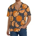 thumbnail image 3 of Vsdgher Various Oranges Print Men's Wrinkle Free Untucked Cuban Shirt Business Casual Button Down Shirts Short Sleeve Shirt, 3 of 7