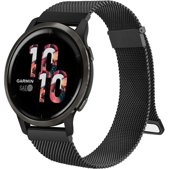 REQO bands Compatible with Garmin Vivoactive 4 Band, Garmin Venu 2 / Venu 3 Band for Women Men,Metal Stainless Steel Mesh Wristband Strap for Garmin Forerunner 745/265/255/255 Music SmartWatch