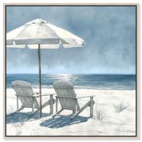 Waves and Whispers Canvas Modern Beach Art by Art Remedy, Silver Frame, 16" x 16"