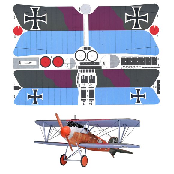 Modèles d'Avions d'Aviation Britannique Albatros D.V Chasseur Kit Modèle de Papier Non Assemblé, Échelle 1:33