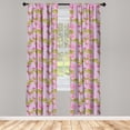 thumbnail image 3 of Ambesonne Vintage Asian Curtains, Peony in Japanese Art, Pair of 28"x95", White Avocado Green and Pink, 3 of 5