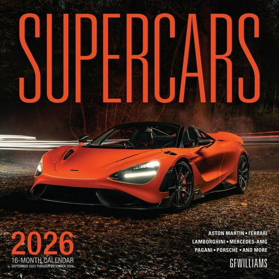 Supercars 2026: 16-Month Calendar--September 2025 Through December 2026, (Paperback)