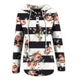 thumbnail image 5 of jsaierl Floral Print Hoodies for Women Striped Button Up Drawstring Sweatshirt Long Sleeve Casual Pullover Trendy Gradient Blouse Top, 5 of 6