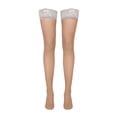 thumbnail image 4 of CUZIBR Socks For Women Over Knee High Thigh Stockings Solid Color Lace Trim Elegant Fashionable Cozy Hosiery Fuzzy Socks,White,One Size, 4 of 4