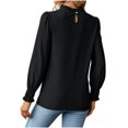 thumbnail image 4 of JGGSPWM Women Solid Blouse Long Sleeve Shirts Ruffle High Neck Tees Modern Tunic Soft Tops 2023 Fall Tshirts Black M, 4 of 4