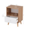 thumbnail image 4 of Jaxpety Set of 2 Nightstand with Open Shelf Storage, End Table, Side Table with 2 Drawers Storage Cabinet for Bedroom, Living Room, Natural Design, 22''H, Rustic Wood, 4 of 14