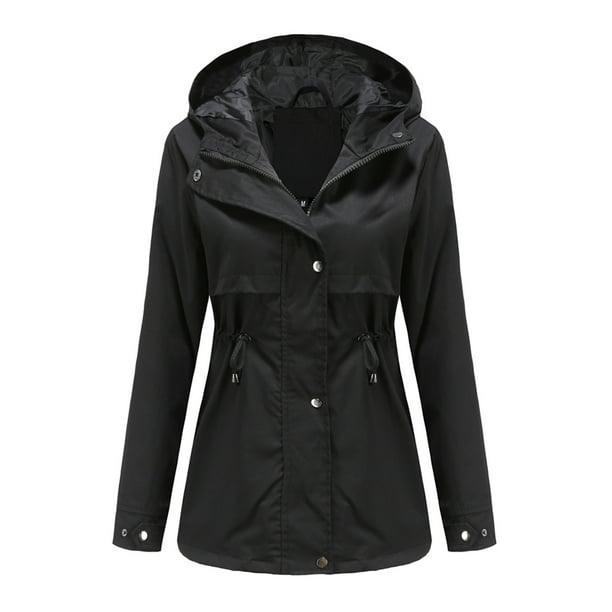 Puntoco Mujer Sólido Chaqueta De Lluvia Chaquetas Al Aire Libre Impermeable Con Capucha Impermeable A Prueba De Viento Puntoco Puntoco-2864