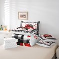 thumbnail image 6 of Manfei Happy Valentine'S Day 7 Pieces Bedding Comforter Set,Red Graffiti Hearts Full Bedding Set,White Black Checkered Fitted Sheet Flat Sheet For Girl,Breathable Home Decor Reversible, 6 of 8
