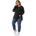 thumbnail image 3 of DARING DIVA Women's Plus Crew Neck High Low Hem Blouse 1X Black, 3 of 6
