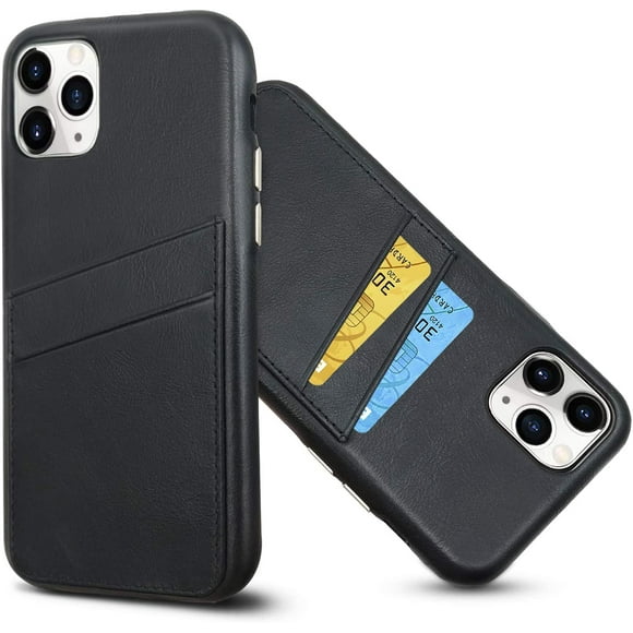 Luckycoin Coques en Cuir iPhone 11 Pro Max Cover Slim Vintage Top Grain en Cuir Véritable Porte-Cartes avec Protection