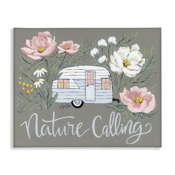 Stupell Industries French Country Nature Calling Floral Camper Canvas Art, 30 x 24, by Sara Baker