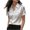 White, variant on Women's Satin Short Sleeve Shirt, Elegant Silky Button Down Blouse, Professional Work Top with Double Pockets, Slim Fit Summer Office Shirt