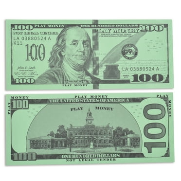 learning advantage play bills set 35 ones 25 fives 20 tens 15 twenties 5 fifties and 5 hundreds walmart com