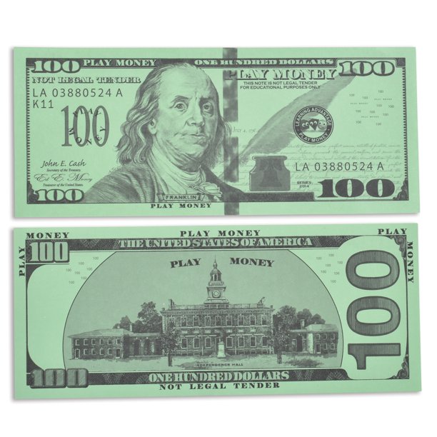 learning advantage one hundred dollar play bills set of 50 walmart com