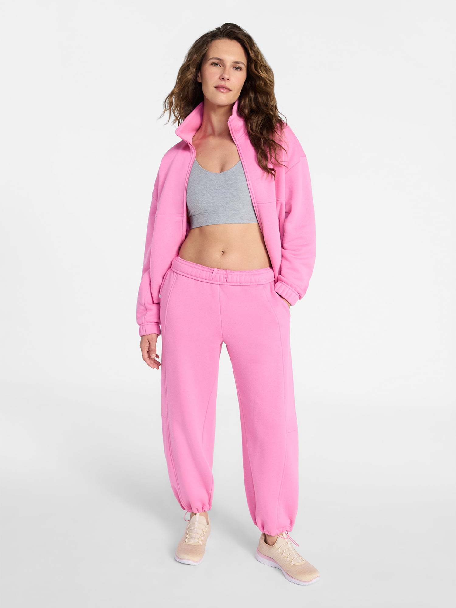 Athletic Works Women's and Women's Plus Fleece Barrel Leg Pants, Sizes XS-4X