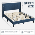 thumbnail image 5 of Topeakmart Queen Size Platform Bed with Upholstered Headboard & Mattress Foundation, Navy Blue, 5 of 9