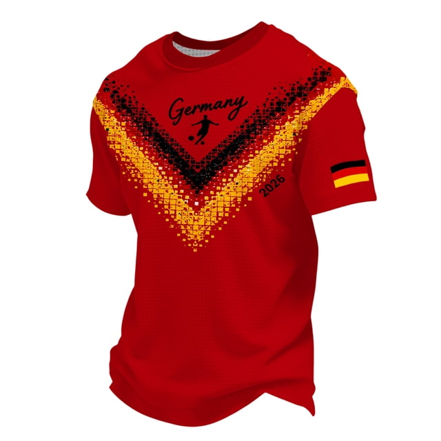 Women's Germany Football Graphic T-Shirt, Men's Soccer Graphic Print T-Shirt Casual Sportswear Top Athletic for Soccer Tournament 2026 Red Size: S