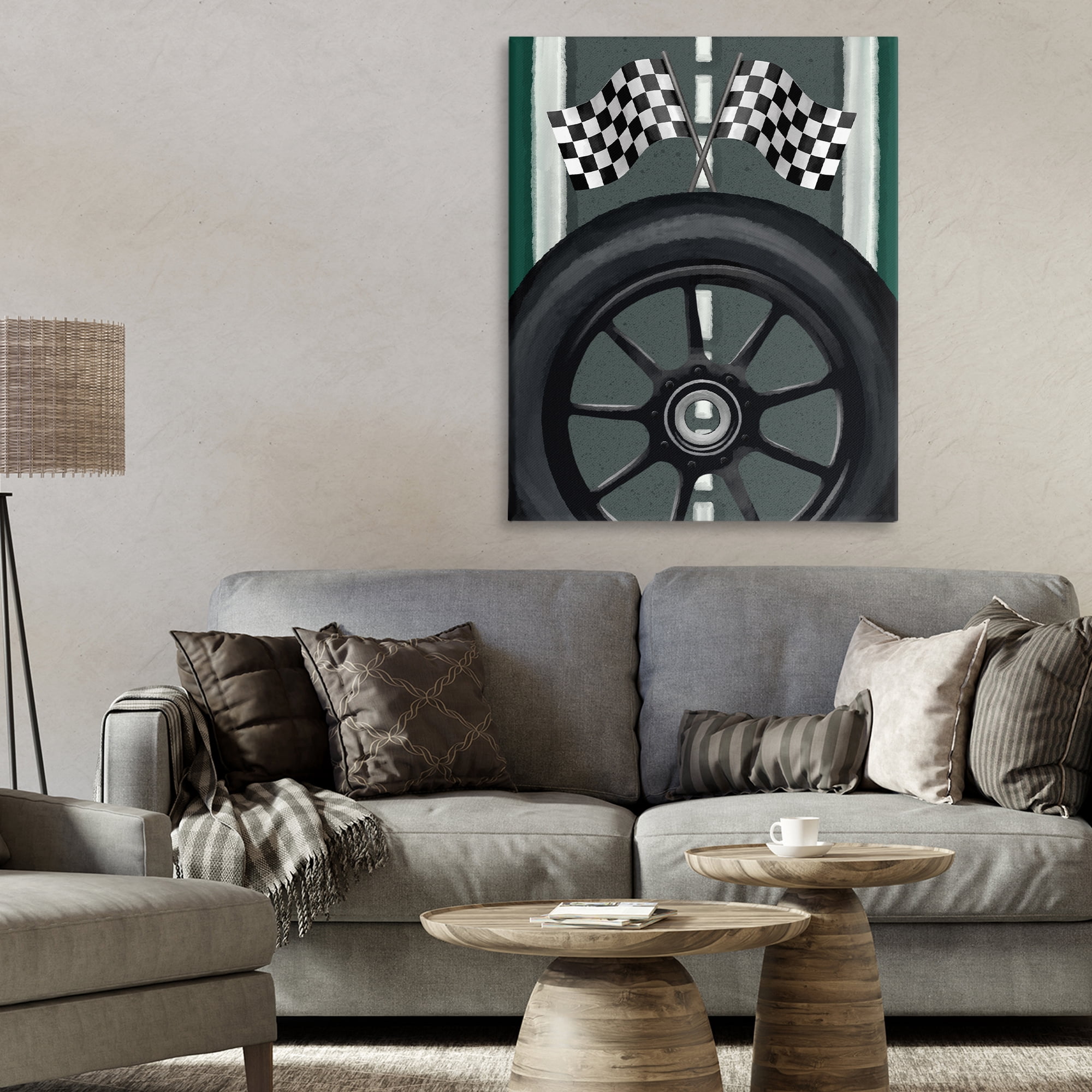Stupell Industries Racetrack Flags & Tire Canvas Wall Art, design by Jennifer Stith