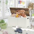 thumbnail image 2 of 31.5" Storage Chest, Wooden Storage Bench, Lift Top Toy Chest with 2 Safety Hinges, Large Toy Box, Entryway Shoes Bench for Living Room, Bedroom, Brown and Rustic White, 2 of 18