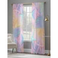 thumbnail image 4 of Summer Pink Romantic Beach Sheer Curtains 96 Inch Length 2 Panels Set, Tropical Leaf Ocean Starfish Voile Window Treatment Semi Sheer Long Curtains Drapes for Bedroom/Living Room/Kitchen 52"x96"x2, 4 of 7