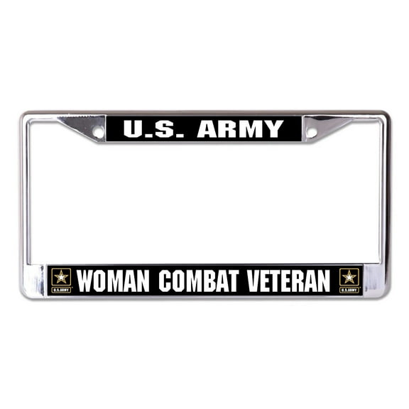 U.S. Army Woman Combat Veteran Chrome License Plate Frame