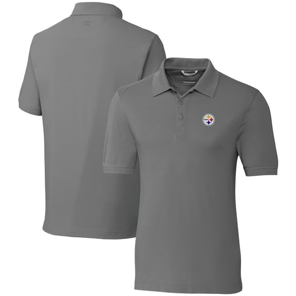 Men's Cutter & Buck Gray Pittsburgh Steelers Big & Tall Advantage Eco Pique DryTec Tri-Blend Polo