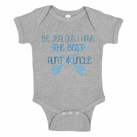 Funny Family Baseball Bodysuit Raglan “Be Jealous I Have The Best Aunt & Uncle” Cute Aunt & Uncle Newborn Shirt Gift - Baby Tee, 6-12 months, Grey Solid Short (Best Month To Visit Antigua)