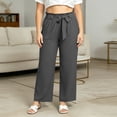thumbnail image 5 of VEKDONE Plus Size Wide Leg Pants for Women Elastic Waist Drawstring Long Pants Summer Loose Fit Lightweight Daily Office Pants with Pockets Gray XXXXXL, 5 of 6