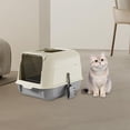 thumbnail image 6 of Cat Litter Box with Lid Covered Large with Scooper Fully Enclosed Litter Pan Gray, 6 of 8