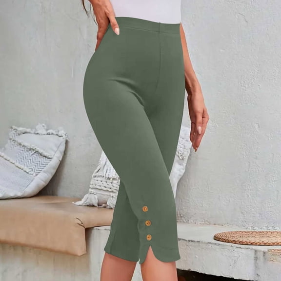 Mifsaly High Waisted Capri Shorts Women Slim Fit Stretchy Cropped Leggings Button Detail Summer Everyday Workout Shorts 2026 M
