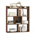 thumbnail image 1 of Patiojoy 7 Cubes Open-back Bookshelf Home Storage Display Shelf Horizontal Bookcase Free-standing Unit with Anti-Toppling for Study Living Room Walnut, 1 of 9