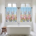 thumbnail image 4 of Pink Flowers Kitchen Curtain for Berdoom Living Room Cafe 54 Inch Length, Spring Floral Daisy Pastoral Botanical Sky Blue Tiers Curtains Light Filtering Drapes Window Treatment 2 Panels 52"Wx54"L, 4 of 8