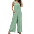 thumbnail image 3 of QATAINLAV Jumpsuits for Women Lightweight Cotton Linen Rompers Summer Dressy Sleeveless Wide Leg Overalls Solid Casual One Piece Jumper Pants with Pockets Mint Green S 90 off Clearance Sale, 3 of 9