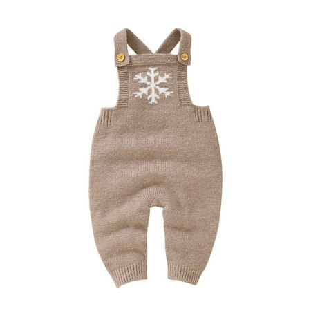 

2024 Newborn Infant Baby Knit Romper Sleeveless Girl Snow Sweater Clothes Baby Jumpsuit 1 Piece Outfits Suspenders Knit Sweater Khaki (62)