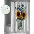 thumbnail image 3 of Small Stall Shower Curtain 36x72 Inch Narrow Half Size Sunflower Bath Curtains Bathroom Decor Country Style Purple Flower Rustic Wood Plank Waterproof Fabric Shower Curtain Set with Hooks 36 Inch, 3 of 6