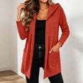 thumbnail image 4 of Edvintorg Long Cardigans for Women Long Sleeve Loose Casual Hooded Open Front Cardigan with Pocket Womens Clothes S-2XL Wine, 4 of 8