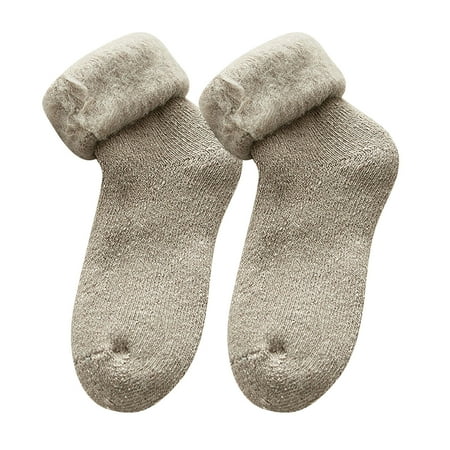

KDDYLITQ Non Slip Soft Thick Slipper Socks Thick Warm Cozy Fleece Lined Socks for Women Khaki One Size