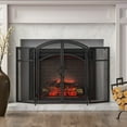 thumbnail image 4 of Christopher Knight Home Darlene Modern Iron Folding Fireplace Screen with Door and Tools, Matte Black, 4 of 7