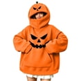 thumbnail image 3 of Sentuca Hoodies for Women Halloween Cute Pumpkin Mask Spooky Sweatshirts Plus Size Loose Fit Long Sleeve Pullover Tops with Pockets XXL, 3 of 8