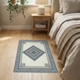 thumbnail image 3 of ODIKA 2'x3' Washable Accent Rug Farmhouse Symmetrical Motifs Faded Framing Neutral Geometric for Bedroom, Nursery, RV, Pet Friendly, Bedside Mat, 3 of 7