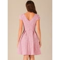 thumbnail image 3 of DARING DIVA Women's Tweed Cap Sleeve A Line Vintage Pleated Dresses M White Pink, 3 of 6