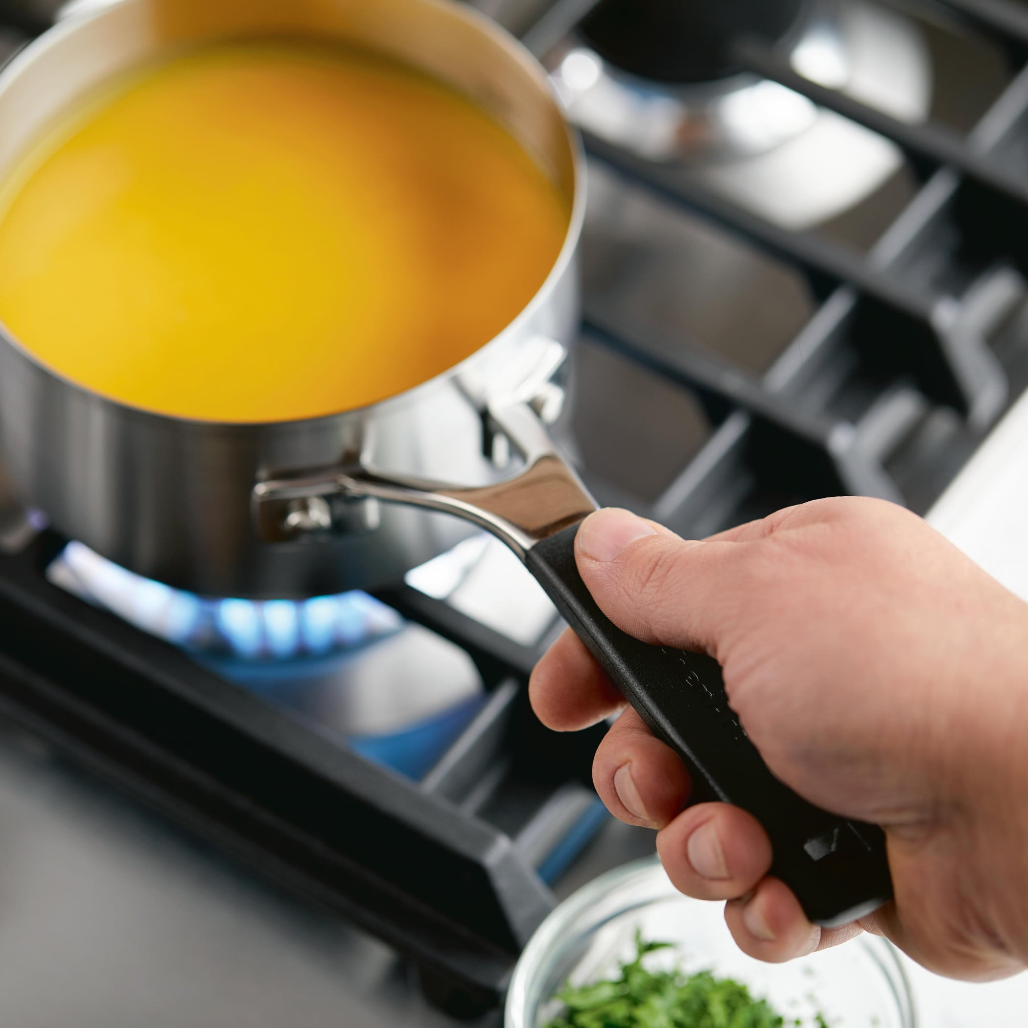 KitchenAid Stainless Steel 1 Quart Induction Sauce Pan with Pour Spouts Metal Utensil and Dishwasher Safe, Brushed Stainless Steel